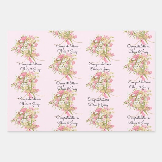 結婚式の花束に名前を付けるギフト3点セット ラッピングペーパーシート (正面3)