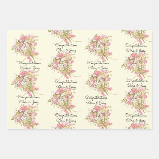 結婚式の花束に名前を付けるギフト3点セット ラッピングペーパーシート (正面2)