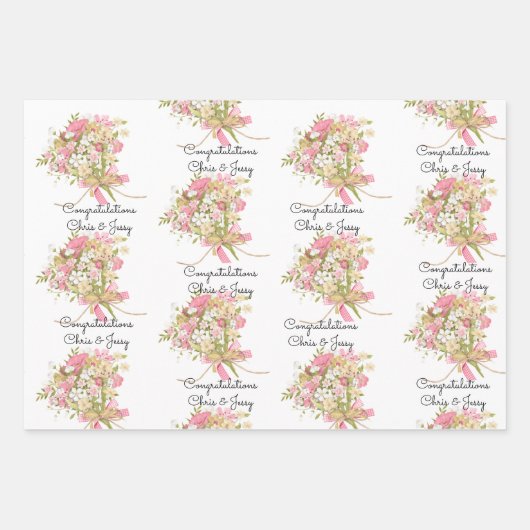 結婚式の花束に名前を付けるギフト3点セット ラッピングペーパーシート (正面)