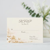 結婚式の花束　アイボリー　RSVP 出欠カード (スタンド正面)