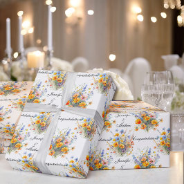 結婚式の花束 名前を入れて かわいい ラッピングペーパー