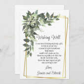 結婚式の花緑の葉よくカードを望む 招待状 (正面/裏面)