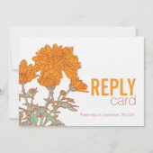 結婚式の菊 オレンジ 秋の結婚式 RSVP 招待状 (正面)