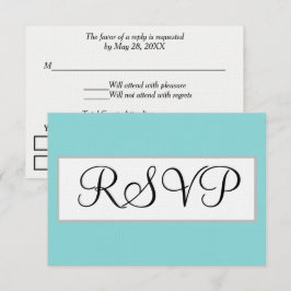 結婚式の薄緑色とシルバーのRSVPカード 出欠カード