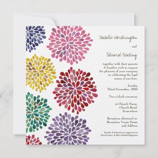 結婚式の虹は顧客用招待状活気付きます 招待状 (裏面)