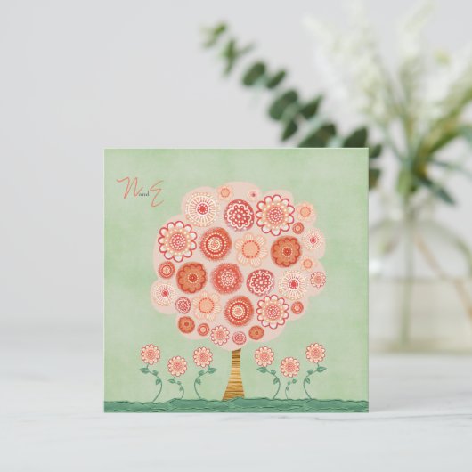 結婚式の蜜柑木の印刷できるユニークな招待状 招待状 (スタンド正面)