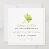 結婚式の計画変更延期のパームリーフ セーブザデート (正面)