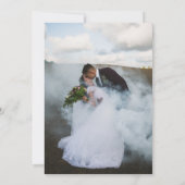 結婚式の記念写真とユーカリの葉の受付案内 招待状 (裏面)