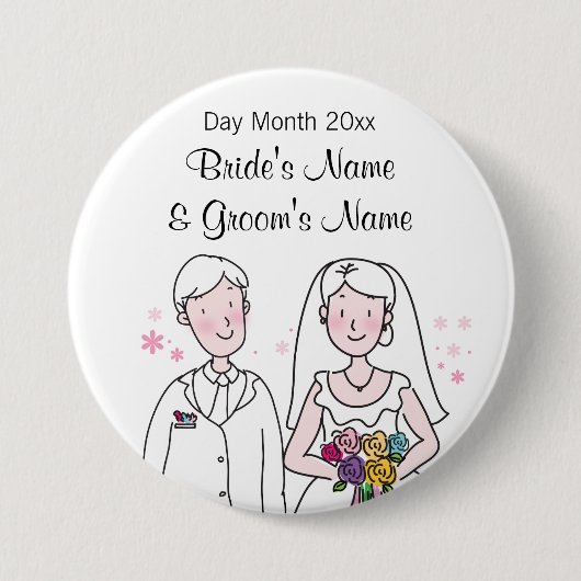結婚式の記念品、ギフト、ゲストのためのサービス品 缶バッジ (正面)