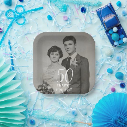 結婚式の記念撮影モダン写真 ペーパープレート (パーティー)