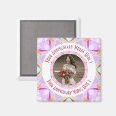 結婚式の記念日の紫色のフォトグリーティング マグネット (正面/裏面)