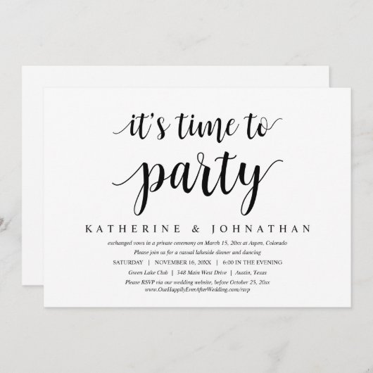 結婚式の記念日をお祝いしよう！アットホームな結婚式 招待状 (正面/裏面)