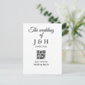結婚式の詳細はQRコードをスキャン（追加したカップルの名前） ポストカード (スタンド正面)