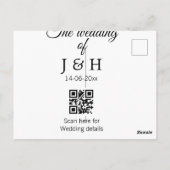 結婚式の詳細はQRコードをスキャン（追加したカップルの名前） ポストカード (裏面)