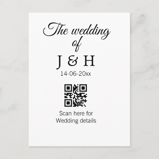 結婚式の詳細はQRコードをスキャン（追加したカップルの名前） ポストカード (正面)