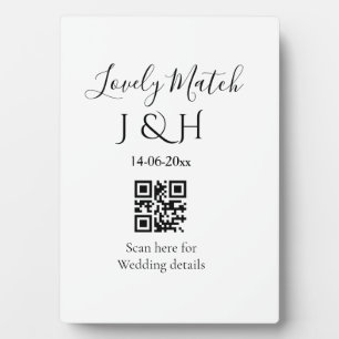 結婚式の詳細はQRコードをスキャン(追加するカップルの名前) フォトプラーク