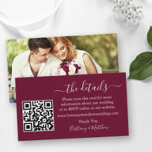 結婚式の詳細ウェブサイトQRコードフォトバーガンディ