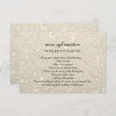 結婚式の詳細カード - ホワイトゴールド グリッター ファブ エンクロージャーカード (正面/裏面)