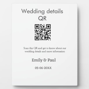 結婚式の詳細 ウェブサイト QRコードをスキャン カップル名 フォトプラーク