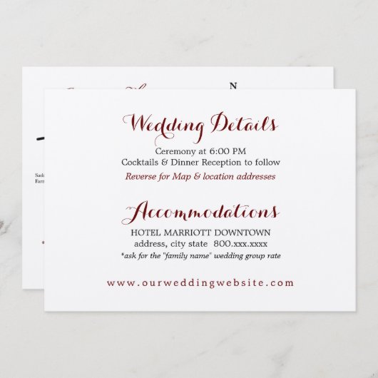 結婚式の詳細 付属カード 披露宴 マップ 招待状 (正面/裏面)