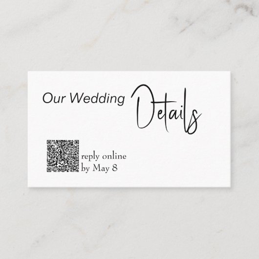 結婚式の詳細 RSVP 結婚式の予算 QRコード 名刺 (正面)