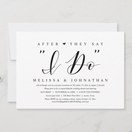 結婚式の誓いの後、ふたりだけの食事会 招待状 (正面)