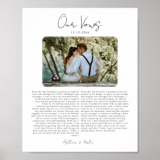 結婚式の誓いの言葉と写真の記念ギフト ポスター (正面)