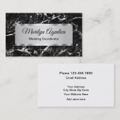 結婚式の調整者の上品で黒い大理石の背景 名刺 (正面/裏面)