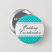 結婚式の調整者のpinbackは|のターコイズにボタンをかけます 缶バッジ (正面&裏面)