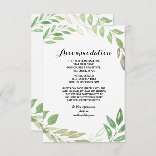 結婚式の調節は群葉の葉の緑を梳きます エンクロージャーカード (正面/裏面)