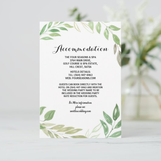 結婚式の調節は群葉の葉の緑を梳きます エンクロージャーカード (スタンド正面)