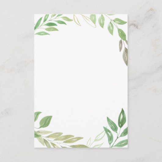 結婚式の調節は群葉の葉の緑を梳きます エンクロージャーカード (裏面)