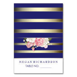 結婚式の護衛はヴィンテージが縞で飾る花海軍を梳きます テーブルナンバー