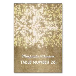 結婚式の護衛カードひもライト金ゴールドのグリッター テーブルナンバー