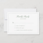 結婚式の賢者の緑のスクリプト クレスト モノグラム RSVP カード (正面)