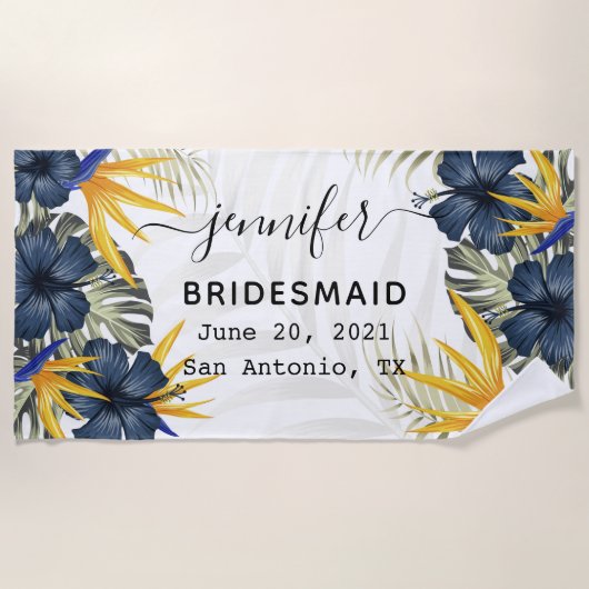 結婚式の贈り物 ブライズメイドパーティーのギフト 結婚式 ビーチ ビーチタオル (正面)