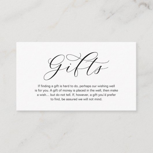 結婚式の贈り物、美しいエレガンスラグジュアリーに関するノート エンクロージャーカード (正面)