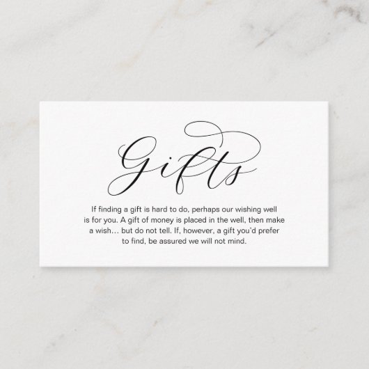 結婚式の贈り物、美しいエレガンスラグジュアリーに関するノート エンクロージャーカード (正面)
