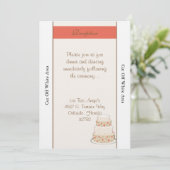 結婚式の赤/クリームのケーキの受付カード 招待状 (スタンド正面)