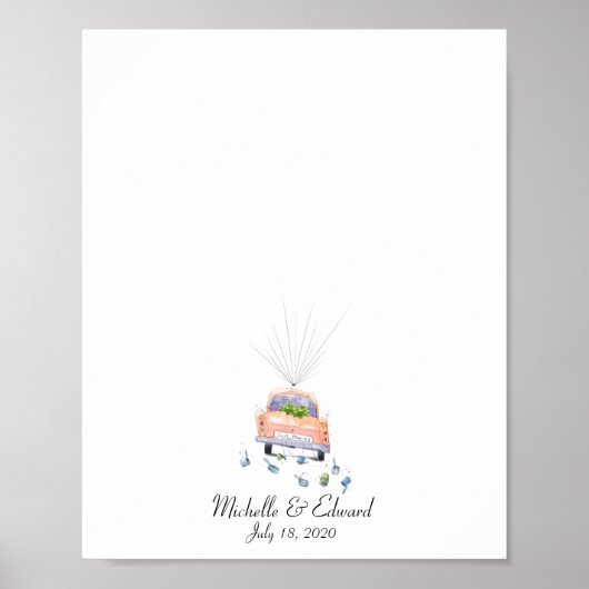 結婚式の車の指紋ゲストブック - 結婚しました ポスター (正面)