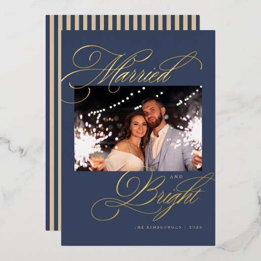 結婚式の輝き フォイルクリスマスカード 箔シーズンカード (正面/裏面)