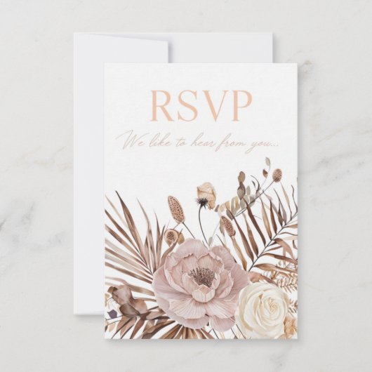 結婚式の返信カード ミニマル ボタニカル レスポンス カード (正面)