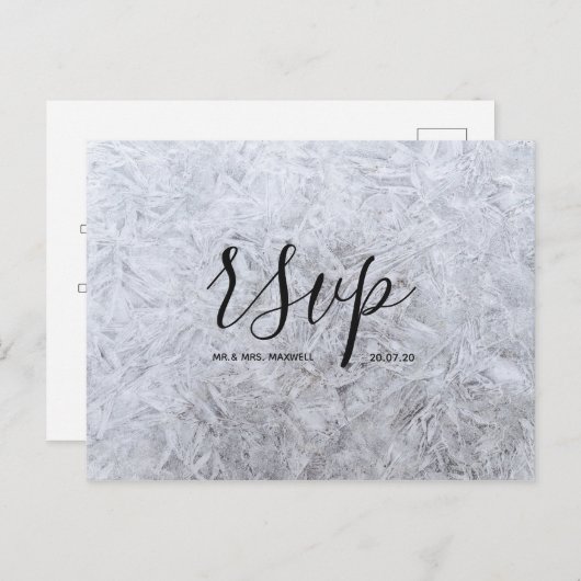 結婚式の返信カード | 木目調スクリプトのポストカード インビテーションポストカード (正面/裏面)