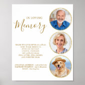 結婚式の追悼 Elegant Gold 3 フォト ウェディング メモリアル ポスター (正面)