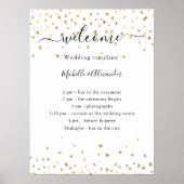 結婚式の進行表 ゴールドハートのウェルカム ポスター (正面)