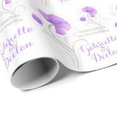 結婚式の野生の花の紫色の灰色の芸術の覆い ラッピングペーパー (ロールコーナー)