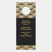 結婚式の金ゴールドのアールデコの歓迎のイベントIteneary ドアノブサイン (裏面)