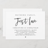 結婚式の隠し事なしの招待状、シンプルイズベスト、ただ愛を祝おう 招待状 (正面/裏面)