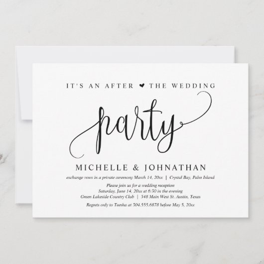 結婚式の隠し子出産パーティー、結婚式後のパーティー 招待状 (正面)