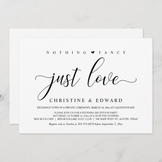 結婚式の隠し立て、エレガントな披露宴パーティーの招待状 招待状 (正面/裏面)